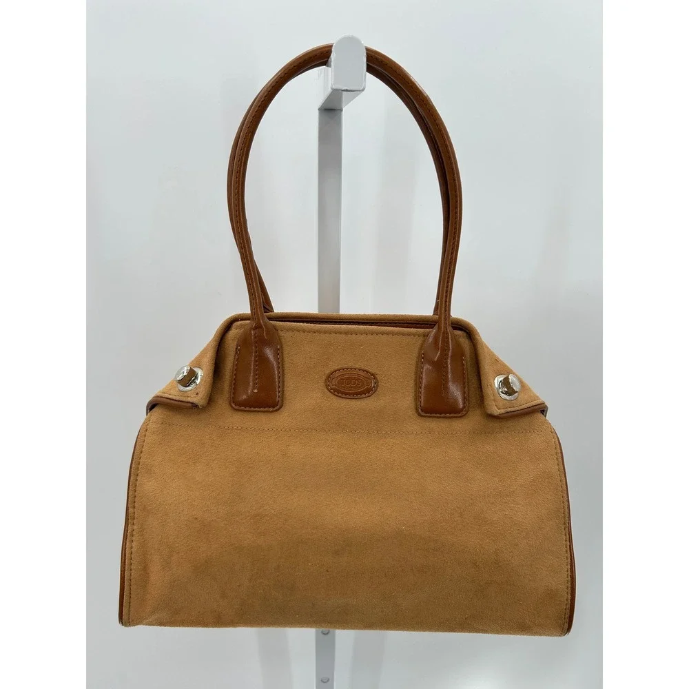 Tod's Brown Suede Leather Handbag Satchel Made in‎ Italy